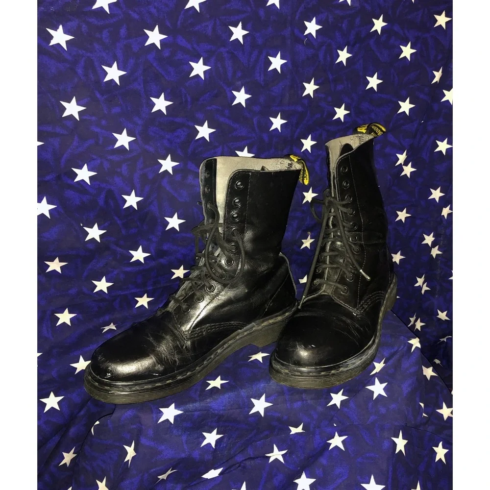 👽 Dr Marten splatter paint back boots size 8 US soft leather SPECIAL $65 BONES - Picture 7 of 7